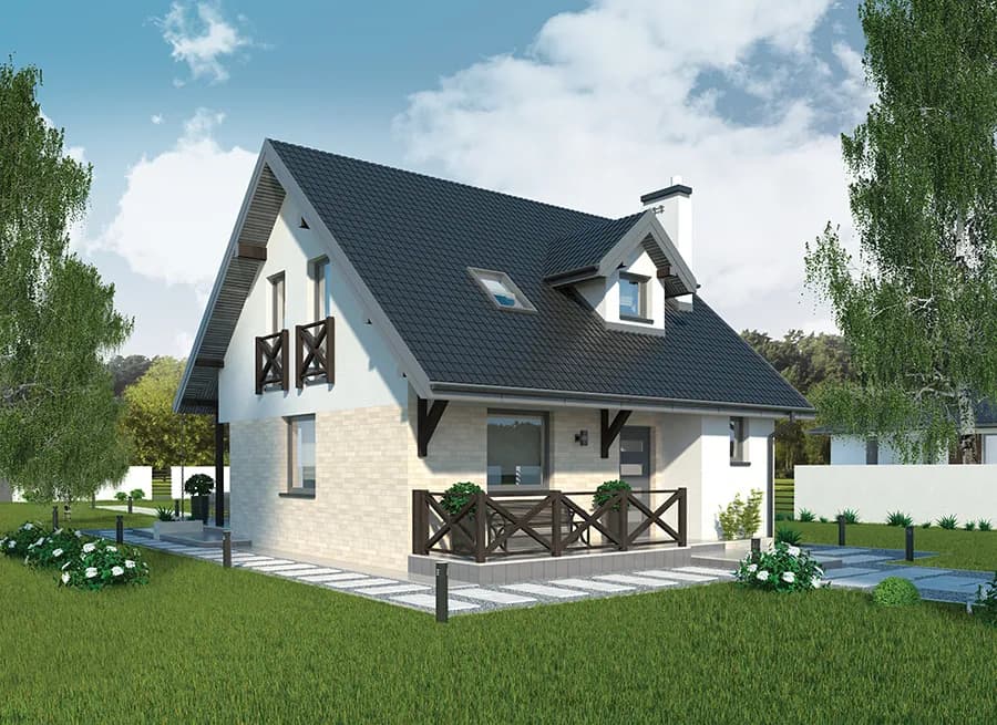 Tani projekt domu z poddaszem do 70 m2 z kolekcji Muratora